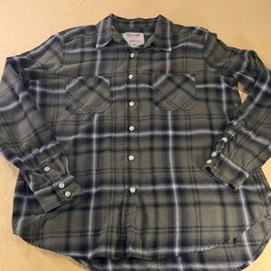 Mossimo Supply Co. men’s long sleeve, button-down shirt, plaid, green, size L